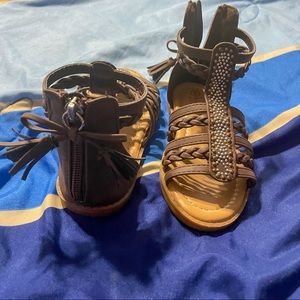 Girl’s boho rhinestone wrap up sandals size 9 Nicole Miller